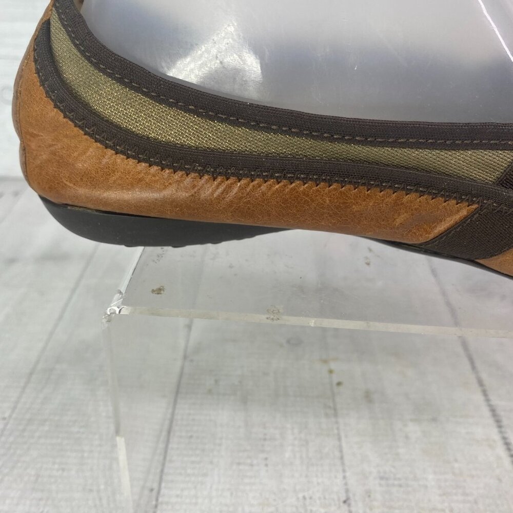 Sesto Meucci Brown Leather Gold Tone Metallic Mesh Mary Jane Ballet Flats Sz 8 N - Picture 13 of 16